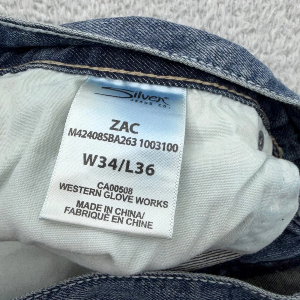 Silver Jeans Co Zac Relaxed Fit Straight Leg Blue Denim Mens 34x36 M42408SBA263